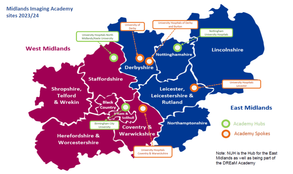 regional map of west and east midlands